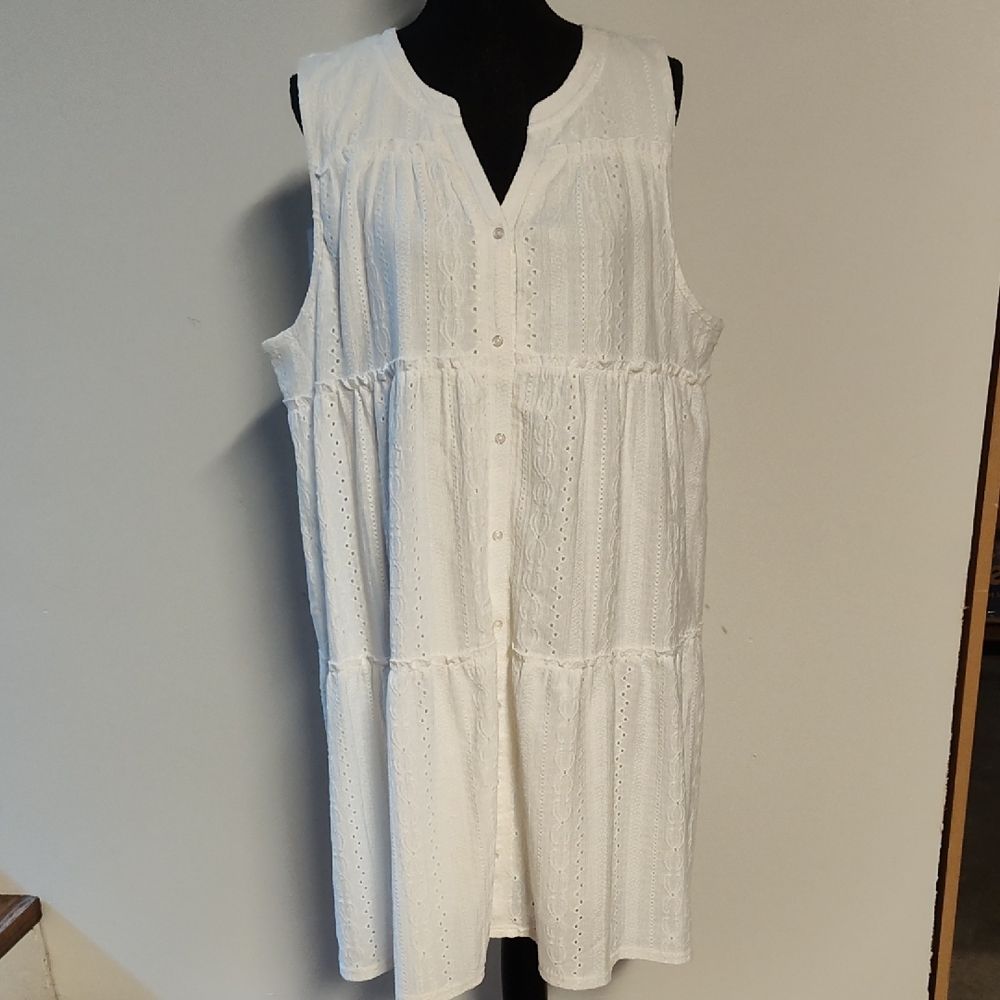 Maurices White Sleeveless Button-Down Dress